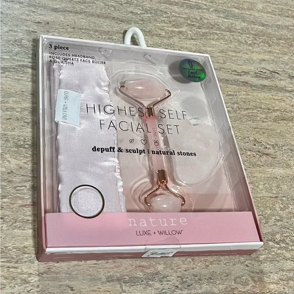 luxe + willow phoenix rose quartz vibrating facial roller Luxe + Willow PHOENIX Rose Quartz Vibrating Facial Roller $80 NIB Boxycharm main image 1